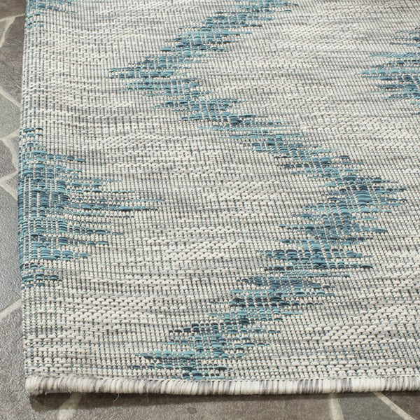 Safavieh Courtyard Elegant Grey And Blue Area Rug - Timeless Design, Durable Craftsmanship For Any Space Grey ,Blue 88% Polypropylene,12% Polyester Cy8463-37212-28