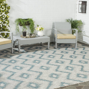 Safavieh Courtyard Elegant Grey And Blue Area Rug - Timeless Design, Durable Craftsmanship For Any Space Grey ,Blue 88% Polypropylene,12% Polyester Cy8463-37212-28