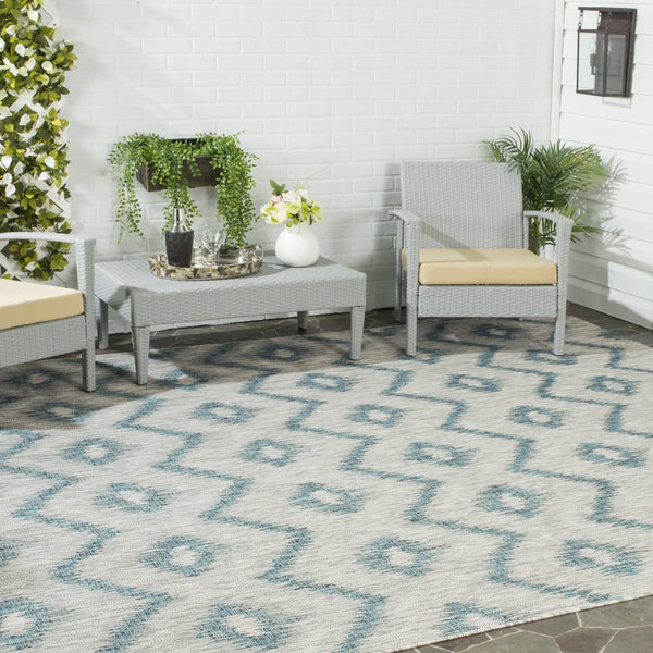 Safavieh Courtyard Elegant Grey And Blue Area Rug - Timeless Design, Durable Craftsmanship For Any Space Grey ,Blue 88% Polypropylene,12% Polyester Cy8463-37212-28