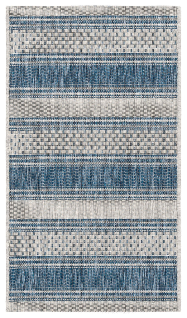 Safavieh Courtyard Sophisticated Grey And Navy Area Rug - Stylish, Durable Design For Indoor & Outdoor Spaces Grey ,Navy 88% Polypropylene,12% Polyester Cy8464-36812-4r