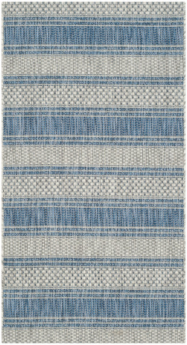 Safavieh Courtyard Sophisticated Grey And Navy Area Rug - Stylish, Durable Design For Indoor & Outdoor Spaces Grey ,Navy 88% Polypropylene,12% Polyester Cy8464-36812-4r