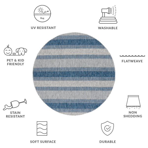 Safavieh Courtyard Sophisticated Grey And Navy Area Rug - Stylish, Durable Design For Indoor & Outdoor Spaces Grey ,Navy 88% Polypropylene,12% Polyester Cy8464-36812-4r