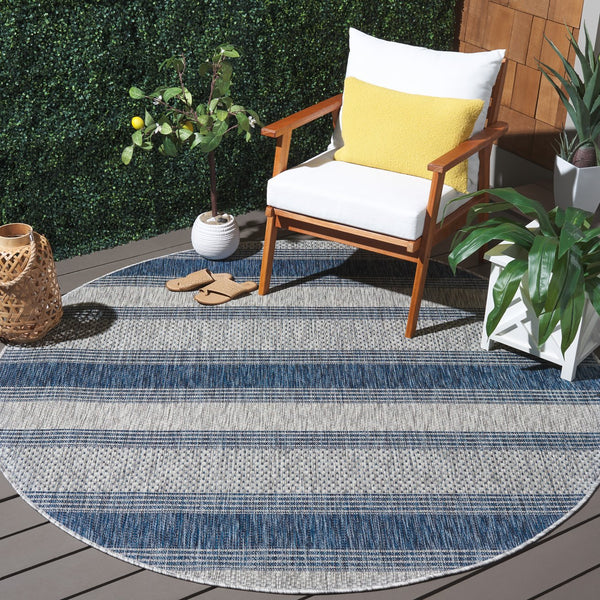 Safavieh Courtyard Sophisticated Grey And Navy Area Rug - Stylish, Durable Design For Indoor & Outdoor Spaces Grey ,Navy 88% Polypropylene,12% Polyester Cy8464-36812-4r