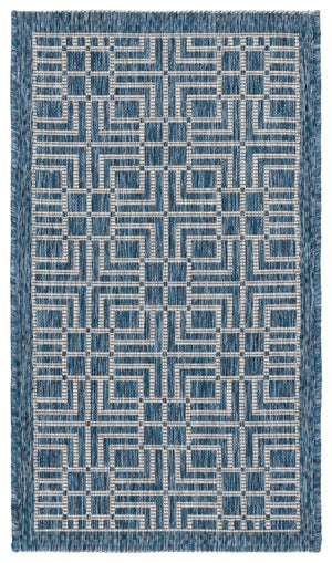 Safavieh Courtyard Elegant Geometric Area Rug - Durable Indoor/Outdoor Design In Sophisticated Navy & Grey Navy ,Grey 88% Polypropylene,12% Polyester Cy8467-36821-212