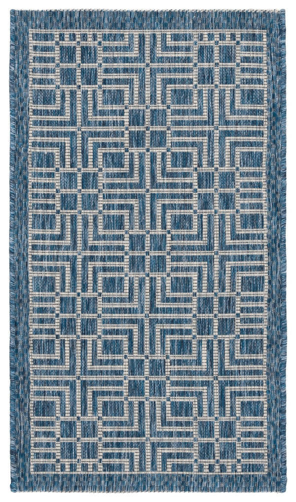 Safavieh Courtyard Elegant Geometric Area Rug - Durable Indoor/Outdoor Design In Sophisticated Navy & Grey Navy ,Grey 88% Polypropylene,12% Polyester Cy8467-36821-212