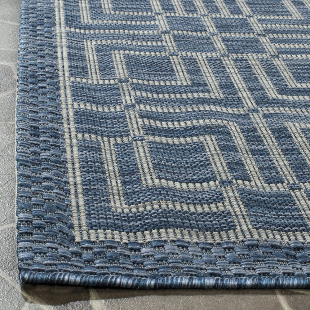Safavieh Courtyard Elegant Geometric Area Rug - Durable Indoor/Outdoor Design In Sophisticated Navy & Grey Navy ,Grey 88% Polypropylene,12% Polyester Cy8467-36821-212
