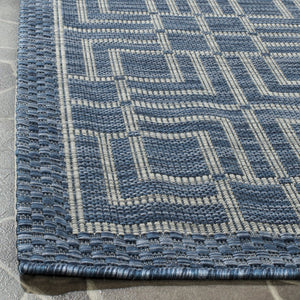 Safavieh Courtyard Elegant Geometric Area Rug - Durable Indoor/Outdoor Design In Sophisticated Navy & Grey Navy ,Grey 88% Polypropylene,12% Polyester Cy8467-36821-212