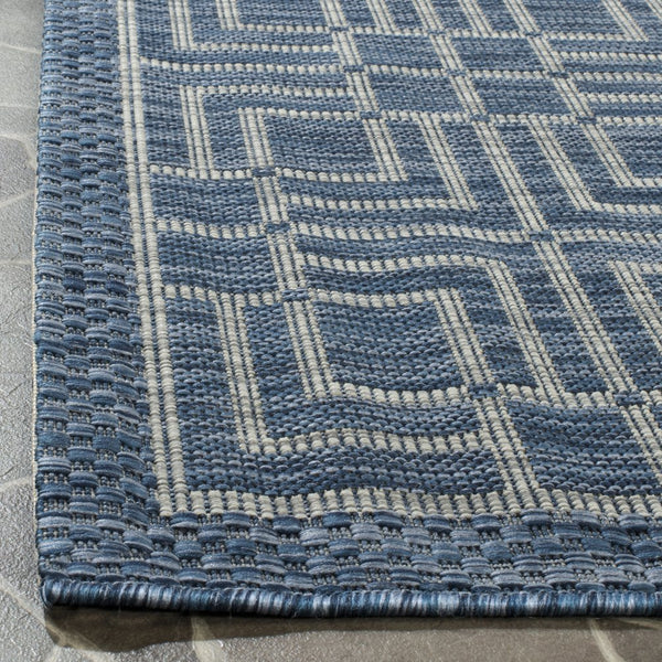 Safavieh Courtyard Elegant Geometric Area Rug - Durable Indoor/Outdoor Design In Sophisticated Navy & Grey Navy ,Grey 88% Polypropylene,12% Polyester Cy8467-36821-212