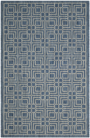 Safavieh Courtyard Elegant Geometric Area Rug - Durable Indoor/Outdoor Design In Sophisticated Navy & Grey Navy ,Grey 88% Polypropylene,12% Polyester Cy8467-36821-212
