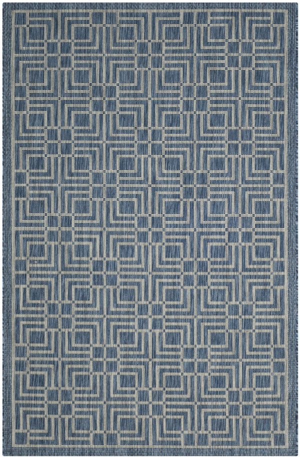 Safavieh Courtyard Elegant Geometric Area Rug - Durable Indoor/Outdoor Design In Sophisticated Navy & Grey Navy ,Grey 88% Polypropylene,12% Polyester Cy8467-36821-212