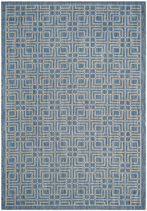 Safavieh Courtyard Elegant Geometric Area Rug - Durable Indoor/Outdoor Design In Sophisticated Navy & Grey Navy ,Grey 88% Polypropylene,12% Polyester Cy8467-36821-212