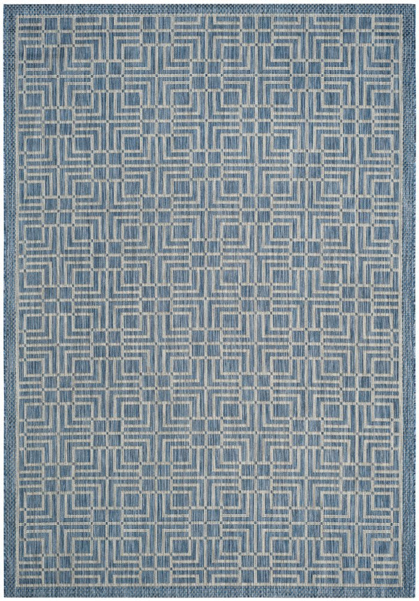 Safavieh Courtyard Elegant Geometric Area Rug - Durable Indoor/Outdoor Design In Sophisticated Navy & Grey Navy ,Grey 88% Polypropylene,12% Polyester Cy8467-36821-212