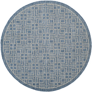 Safavieh Courtyard Elegant Geometric Area Rug - Durable Indoor/Outdoor Design In Sophisticated Navy & Grey Navy ,Grey 88% Polypropylene,12% Polyester Cy8467-36821-212