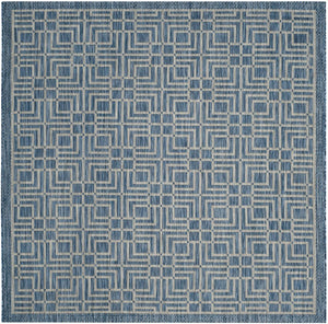 Safavieh Courtyard Elegant Geometric Area Rug - Durable Indoor/Outdoor Design In Sophisticated Navy & Grey Navy ,Grey 88% Polypropylene,12% Polyester Cy8467-36821-212