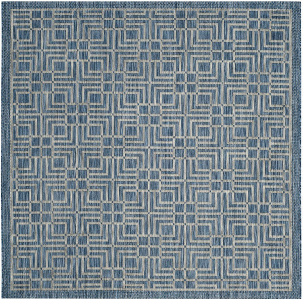 Safavieh Courtyard Elegant Geometric Area Rug - Durable Indoor/Outdoor Design In Sophisticated Navy & Grey Navy ,Grey 88% Polypropylene,12% Polyester Cy8467-36821-212
