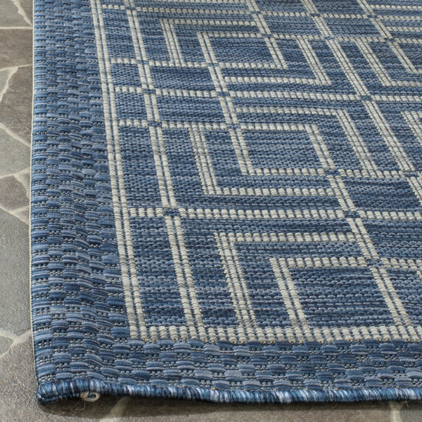 Safavieh Courtyard Elegant Geometric Area Rug - Durable Indoor/Outdoor Design In Sophisticated Navy & Grey Navy ,Grey 88% Polypropylene,12% Polyester Cy8467-36821-212