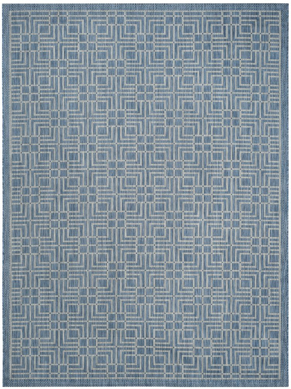 Safavieh Courtyard Elegant Geometric Area Rug - Durable Indoor/Outdoor Design In Sophisticated Navy & Grey Navy ,Grey 88% Polypropylene,12% Polyester Cy8467-36821-212