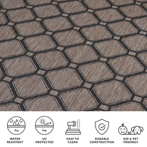 Safavieh Courtyard Exquisite Indoor/Outdoor Area Rug With Geometric Design For Timeless Elegance And Durability Dark Grey ,Light Grey 88% Polypropylene,12% Polyester Cy8471-07812-810
