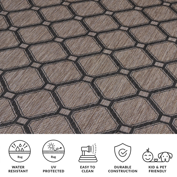 Safavieh Courtyard Exquisite Indoor/Outdoor Area Rug With Geometric Design For Timeless Elegance And Durability Dark Grey ,Light Grey 88% Polypropylene,12% Polyester Cy8471-07812-810