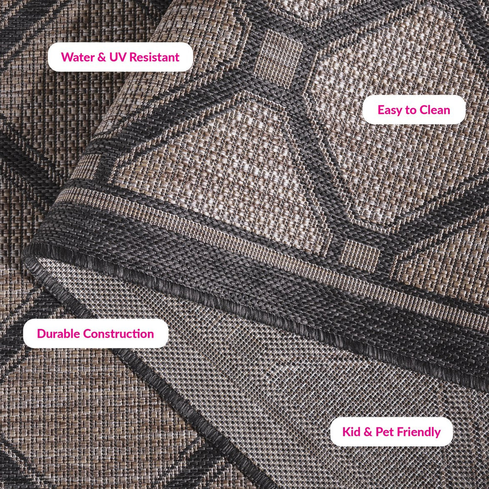 Safavieh Courtyard Exquisite Indoor/Outdoor Area Rug With Geometric Design For Timeless Elegance And Durability Dark Grey ,Light Grey 88% Polypropylene,12% Polyester Cy8471-07812-810