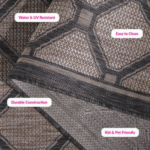 Safavieh Courtyard Exquisite Indoor/Outdoor Area Rug With Geometric Design For Timeless Elegance And Durability Dark Grey ,Light Grey 88% Polypropylene,12% Polyester Cy8471-07812-810