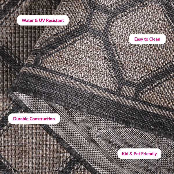 Safavieh Courtyard Exquisite Indoor/Outdoor Area Rug With Geometric Design For Timeless Elegance And Durability Dark Grey ,Light Grey 88% Polypropylene,12% Polyester Cy8471-07812-810