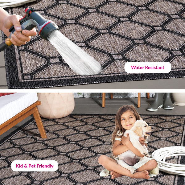 Safavieh Courtyard Exquisite Indoor/Outdoor Area Rug With Geometric Design For Timeless Elegance And Durability Dark Grey ,Light Grey 88% Polypropylene,12% Polyester Cy8471-07812-810