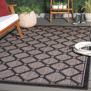 Safavieh Courtyard Exquisite Indoor/Outdoor Area Rug With Geometric Design For Timeless Elegance And Durability Dark Grey ,Light Grey 88% Polypropylene,12% Polyester Cy8471-07812-810