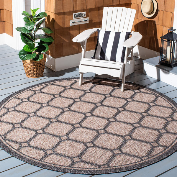 Safavieh Courtyard Exquisite Indoor/Outdoor Area Rug With Geometric Design For Timeless Elegance And Durability Dark Grey ,Light Grey 88% Polypropylene,12% Polyester Cy8471-07812-810
