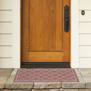 Safavieh Courtyard Elegant Geometric Area Rug - Durable, Stylish Indoor/Outdoor Design For Timeless Charm Red ,Beige 88% Polypropylene,12% Polyester Cy8474-36521-28