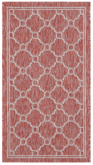 Safavieh Courtyard Elegant Geometric Area Rug - Durable, Stylish Indoor/Outdoor Design For Timeless Charm Red ,Beige 88% Polypropylene,12% Polyester Cy8474-36521-28