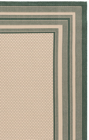 Safavieh Courtyard Low-Profile Power-Loomed Rug From Turkey — Neutral Beige With Green Border, Durable Stain-Resist 2'-0" x 3'-7" BEIGE / DARK GREEN CY8475-32212-2