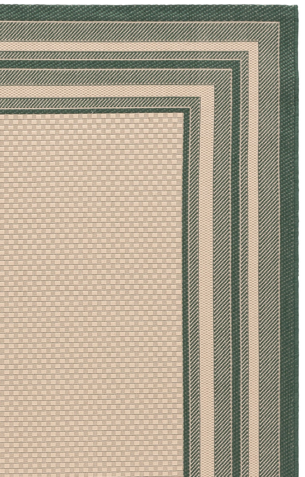 Safavieh Courtyard Low-Profile Power-Loomed Rug From Turkey — Neutral Beige With Green Border, Durable Stain-Resist 2'-0" x 3'-7" BEIGE / DARK GREEN CY8475-32212-2