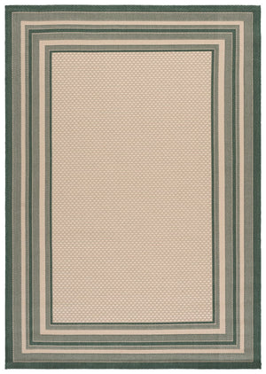 Safavieh Courtyard Low-Profile Power-Loomed Rug From Turkey — Neutral Beige With Green Border, Durable Stain-Resist 2'-0" x 3'-7" BEIGE / DARK GREEN CY8475-32212-2