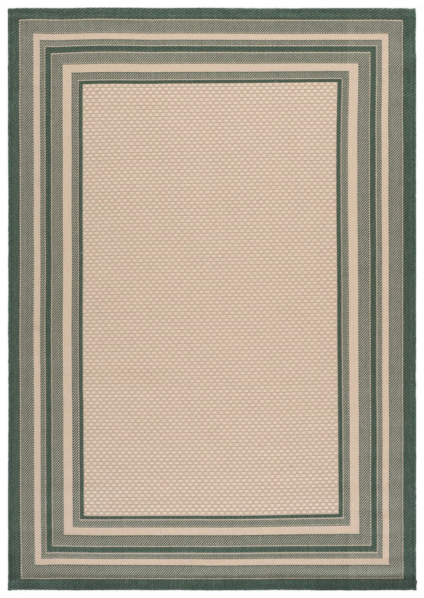 Safavieh Courtyard Low-Profile Power-Loomed Rug From Turkey — Neutral Beige With Green Border, Durable Stain-Resist 2'-0" x 3'-7" BEIGE / DARK GREEN CY8475-32212-2