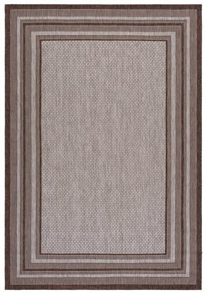 Safavieh Courtyard Low-Profile Power-Loomed Rug From Turkey — Neutral Beige With Green Border, Durable Stain-Resist 2'-0" x 3'-7" GREY / BROWN CY8475-36312-2