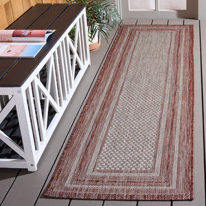 Safavieh Courtyard Low-Profile Power-Loomed Rug From Turkey — Neutral Beige With Green Border, Durable Stain-Resist 2'-0" x 3'-7" GREY / RED CY8475-36512-2