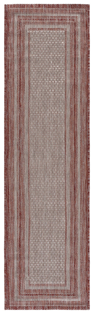 Safavieh Courtyard Low-Profile Power-Loomed Rug From Turkey — Neutral Beige With Green Border, Durable Stain-Resist 2'-0" x 3'-7" GREY / RED CY8475-36512-2