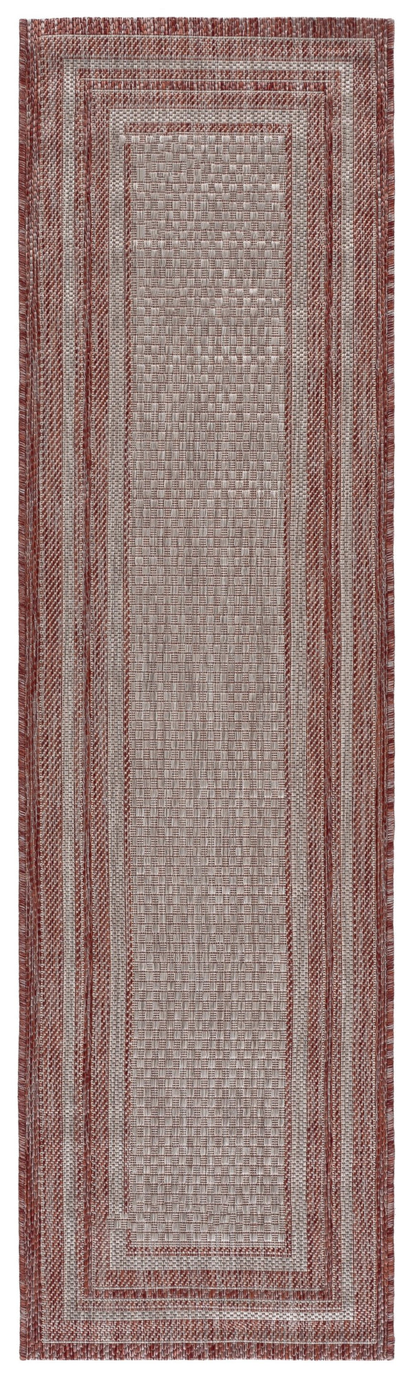 Safavieh Courtyard Low-Profile Power-Loomed Rug From Turkey — Neutral Beige With Green Border, Durable Stain-Resist 2'-0" x 3'-7" GREY / RED CY8475-36512-2