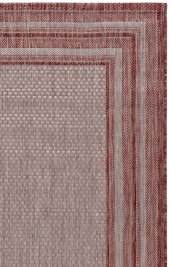 Safavieh Courtyard Low-Profile Power-Loomed Rug From Turkey — Neutral Beige With Green Border, Durable Stain-Resist 2'-0" x 3'-7" GREY / RED CY8475-36512-2