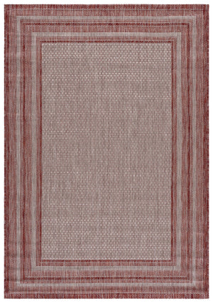 Safavieh Courtyard Low-Profile Power-Loomed Rug From Turkey — Neutral Beige With Green Border, Durable Stain-Resist 2'-0" x 3'-7" GREY / RED CY8475-36512-2
