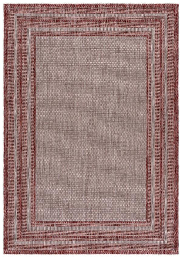 Safavieh Courtyard Low-Profile Power-Loomed Rug From Turkey — Neutral Beige With Green Border, Durable Stain-Resist 2'-0" x 3'-7" GREY / RED CY8475-36512-2
