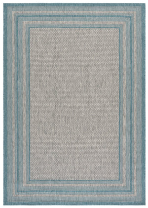 Safavieh Courtyard Elegant Square Area Rug In Natural And Black - Modern Design For Contemporary Spaces Ivory ,Teal 88% Polypropylene,12% Polyester Cy8475-53512-9r