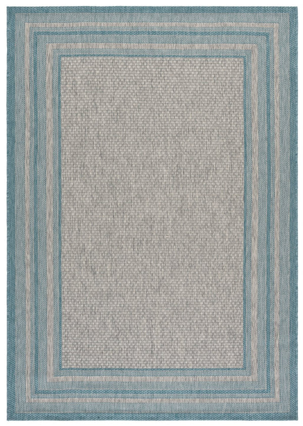 Safavieh Courtyard Elegant Square Area Rug In Natural And Black - Modern Design For Contemporary Spaces Ivory ,Teal 88% Polypropylene,12% Polyester Cy8475-53512-9r