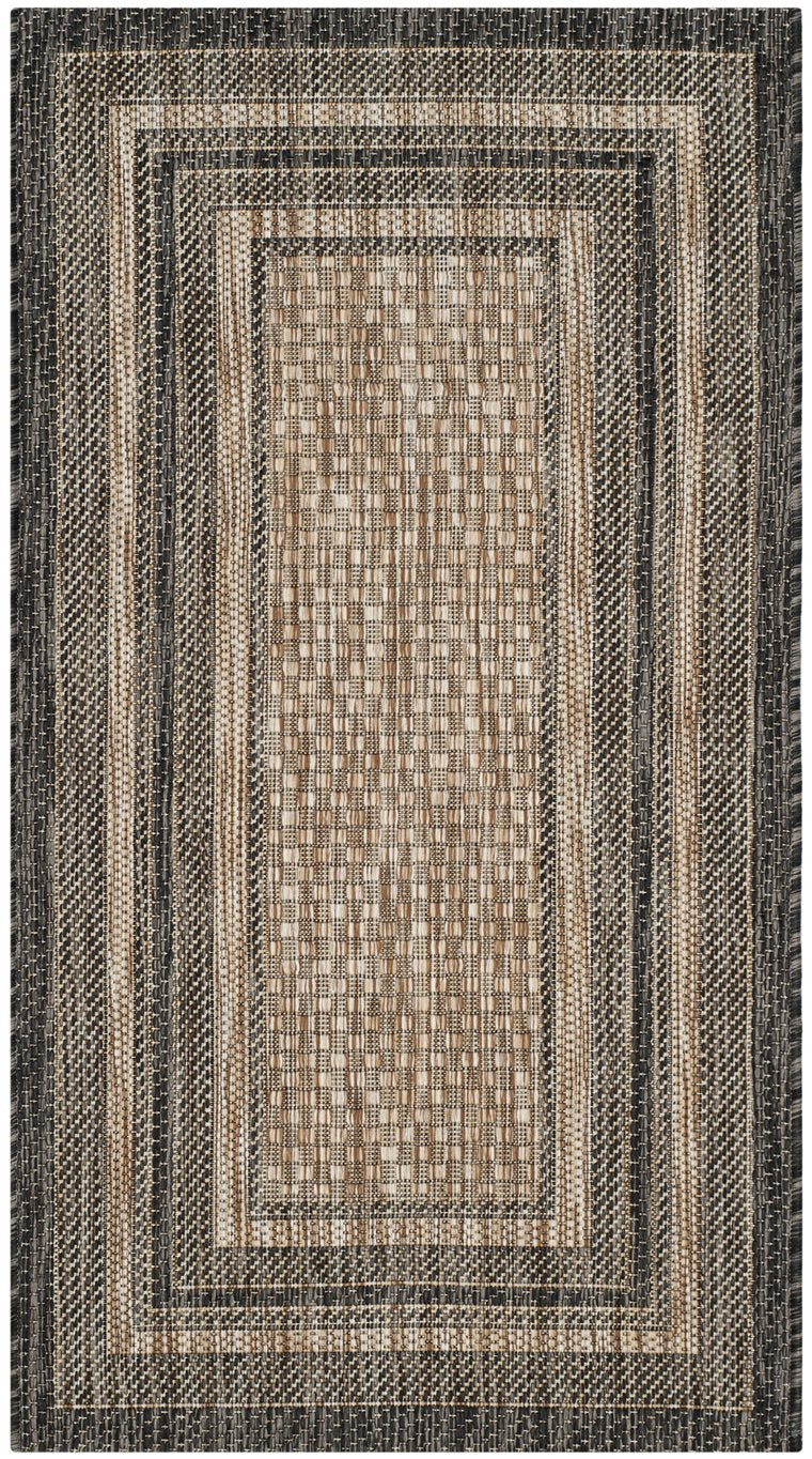 Safavieh Courtyard Oversized Neutral Area Rug In Natural & Black – Low Profile, Durable Power-Loomed Turkey Rug 11'-0" x 15'-0" CY8475-37312-1115