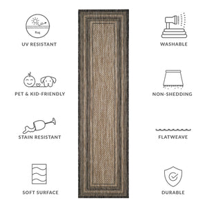 Safavieh Courtyard Elegant Square Area Rug In Natural And Black - Modern Design For Contemporary Spaces Ivory ,Teal 88% Polypropylene,12% Polyester Cy8475-53512-9r