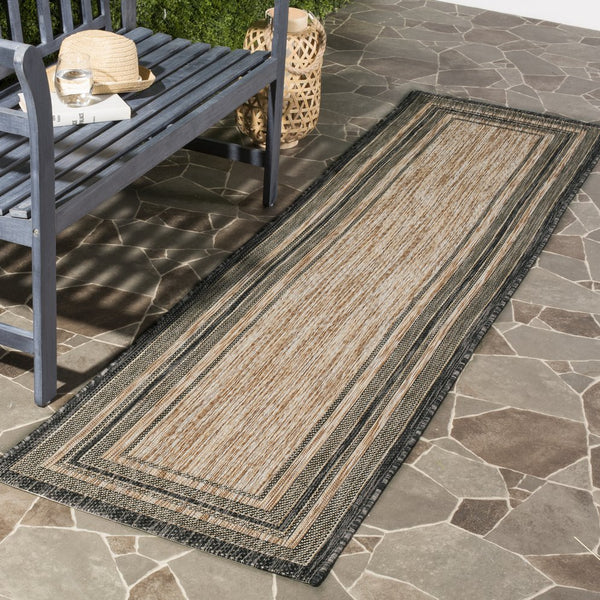 Safavieh Courtyard Elegant Power-loomed Rug For Indoor/Outdoor Spaces - Durable, Stylish, Oeko-tex Certified Natural ,Black 88% Polypropylene,12% Polyester Cy8475-37312-214
