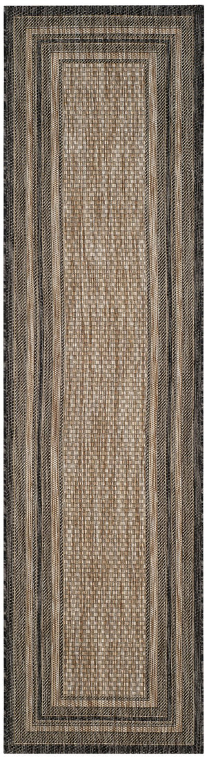 Safavieh Courtyard Low-Profile Power-Loomed Rug From Turkey — Neutral Beige With Green Border, Durable Stain-Resist 2'-3" x 5'-0" CY8475-37312-25