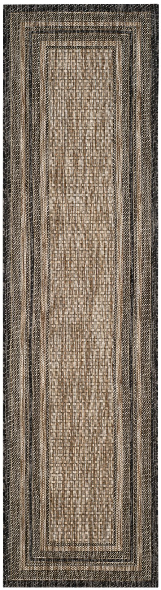 Safavieh Courtyard Low-Profile Power-Loomed Rug From Turkey — Neutral Beige With Green Border, Durable Stain-Resist 2'-3" x 5'-0" CY8475-37312-25
