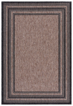 Safavieh Courtyard Elegant Square Area Rug In Natural And Black - Modern Design For Contemporary Spaces Ivory ,Teal 88% Polypropylene,12% Polyester Cy8475-53512-9r